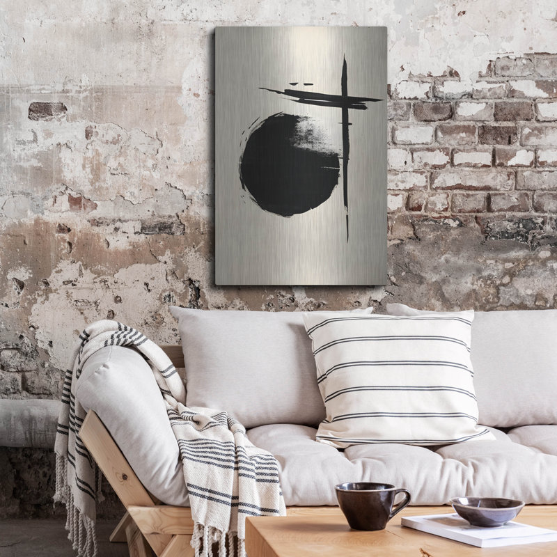 «Black & Neutral Abstract» par Petals Prints Design, art mural en métal, H 36 po x l 24 po