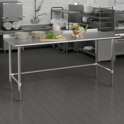 Table de cuisine et de préparation commerciale en acier inoxydable avec dosseret