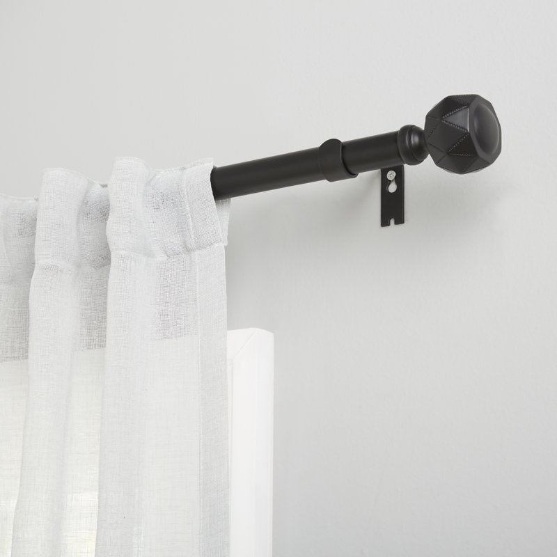 Tringle à rideaux simple réglable en fer de 36 po à 72 po 1 po, Noir mat