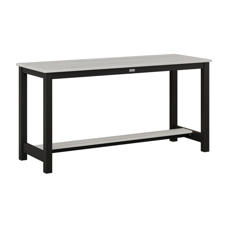 Balcony Outdoor Rectangle Dining Table, Seashell, Matte Black
