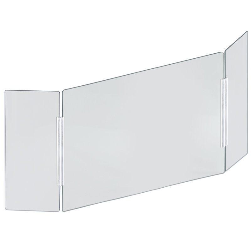 Très grand 62 po de largeur x 30 po de hauteur en acrylique transparent pliable PLEXIGLASS bouclier de protection, éternuement, barrière personnelle, hauteurs réglables pour passer au bas