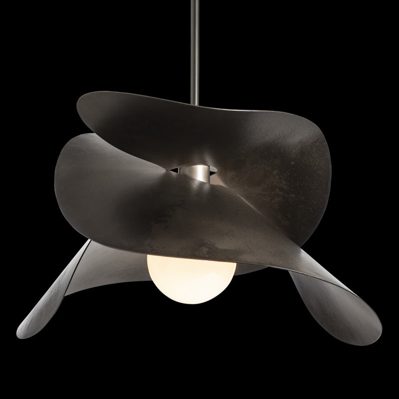 Hibiscus 1 - Light Unique/Statement Geometric Pendant, Dark Smoke
