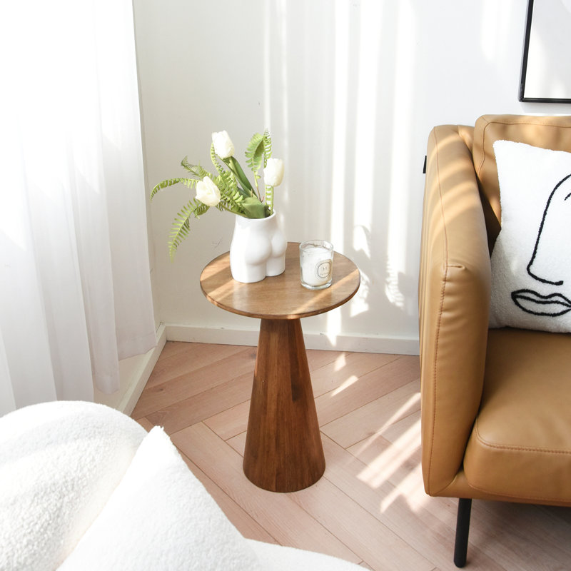 Modern round top table, simple leisure dining table, Nordic coffee table, milk tea, bargain table, table, small round table, side table, size: 34cm / 13.5in (wood color)