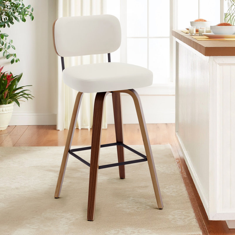 Kahana Swivel Upholstered Counter & Bar Stool, Brown, White, Bar Stool (29" Seat Height)