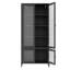 Large Metal Storage Cabinet Display Cabinet with 4 Glass Doors 5 Shelves Side Cabinet Bookcase Freestanding Cabinet for Bedroom Living Room Pantry Home Office - Black, Fluted Tempered Glass