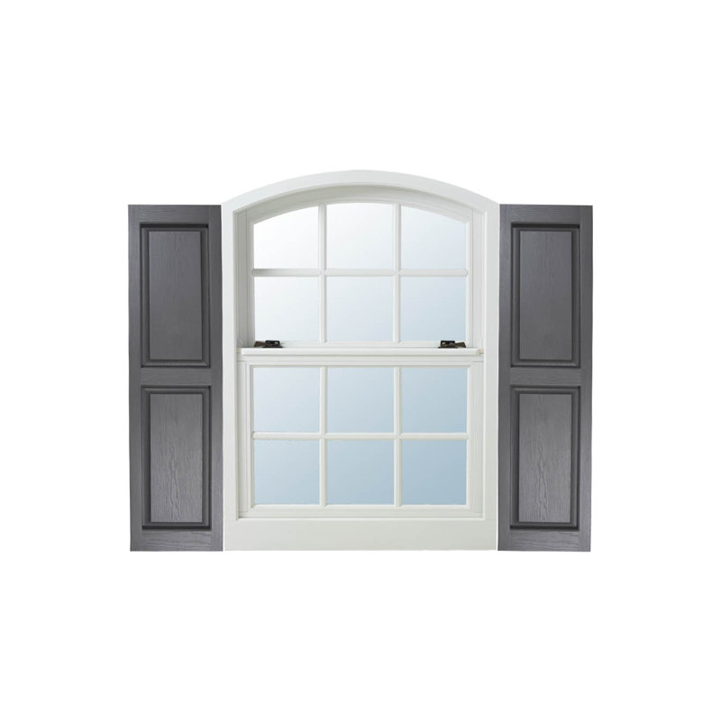 Paire de volets avec panneaux en vinyle surélevés standard, Gris, 31 po x l 12 po x P 1 po