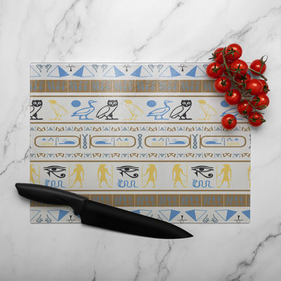 Heiroglyphs Glass Chopping Board