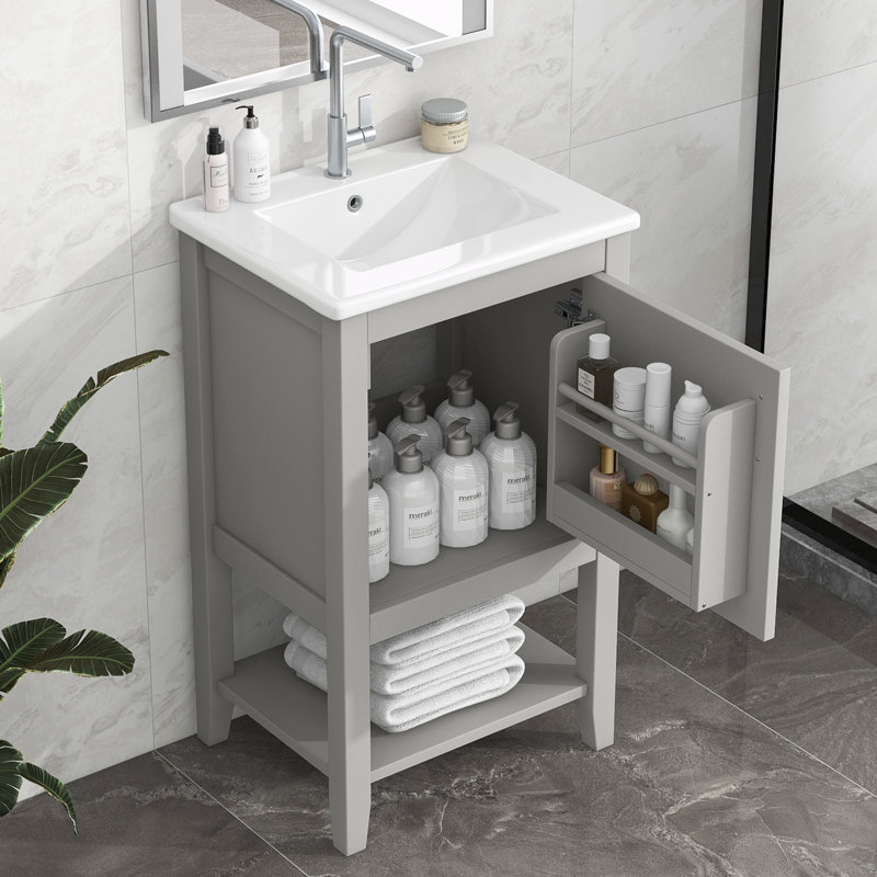 Meuble-lavabo de 20 po avec lavabo, Gris