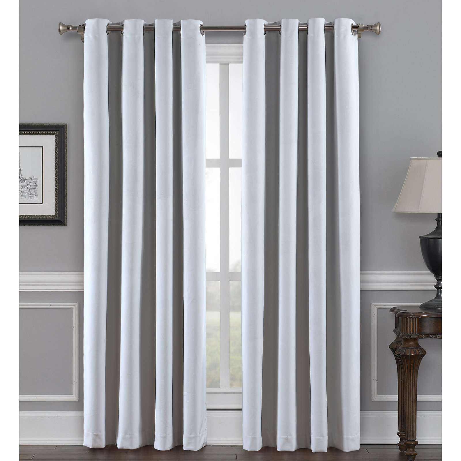 Caffee Blackout Velvet Curtain Panel, White