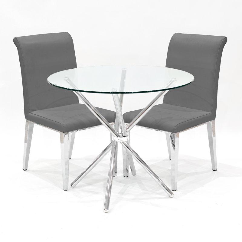 Desborough 2 - Person Dining Set, Grey, Chrome