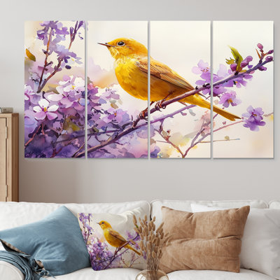 Oiseau chanteur dans le jardin II - décoration murale oiseau - art mural moderne