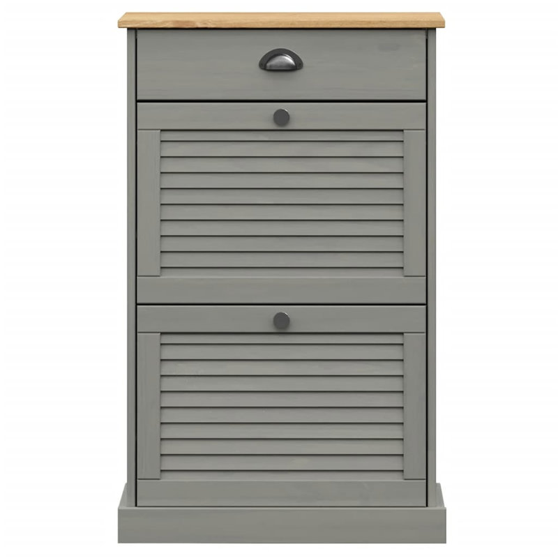 Cavallo 12 Pair Solid Wood Shoe Storage Cabinet, Grey