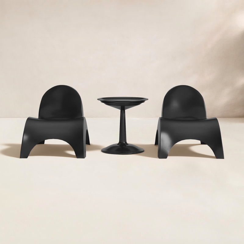 Ameswood Outdoor Chaise Lounge Set with Table, Black/Black