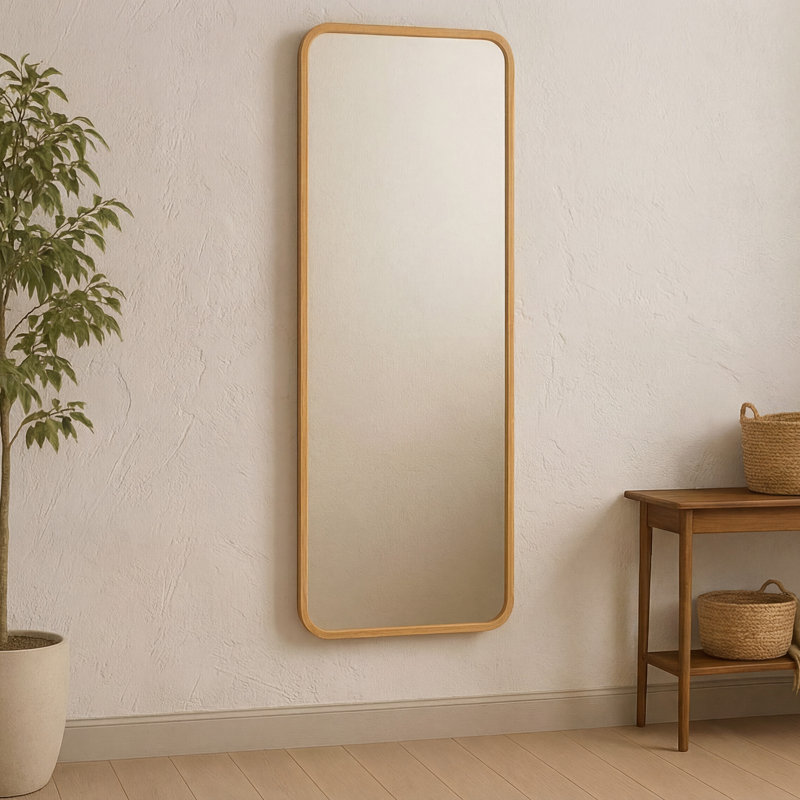 Kai Rectangle Floor Mirror, Oak Wood