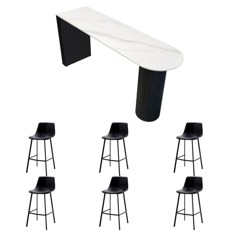 Table de bar Light Luxury, H 35,4 po x L 55,1 po x l 15,7 po, Noir, noir, noir, noir, Blanc