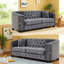 Ensemble de canapés compressibles, Chesterfield 6 places en velours gris pour maison spacieuse