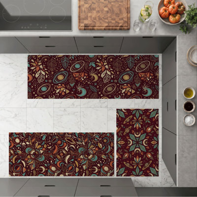 Floral Abstract Non-Slip Washable Kitchen Mats