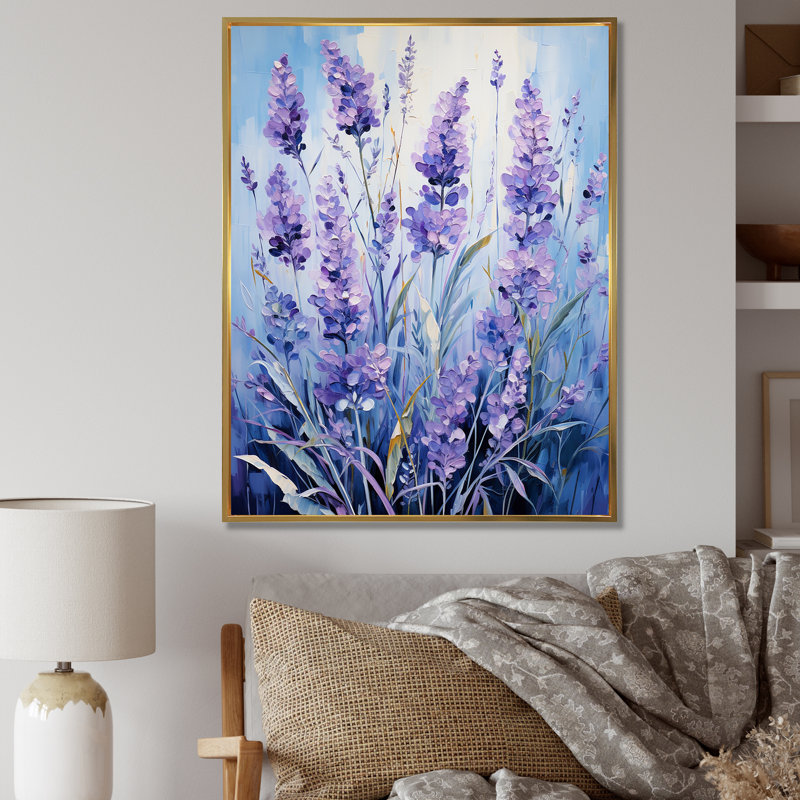 Lavande, sérénité, art floral, Cadre flottant doré, H 32 po x l 24 po x P 1 po