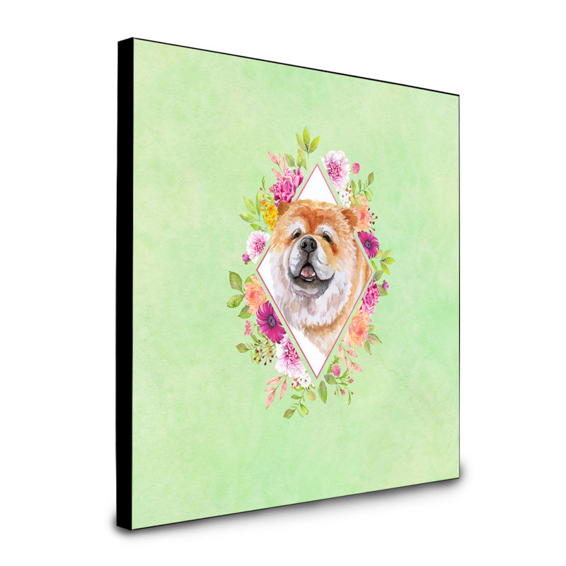 Panneau mural Dollman Flowers, Vert, Chow-chow gris