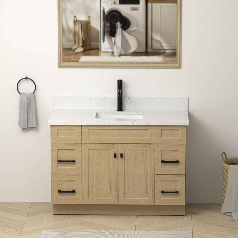 Plan de toilette simple en pierre reconstituée de 124 cm (49 po) avec lavabo