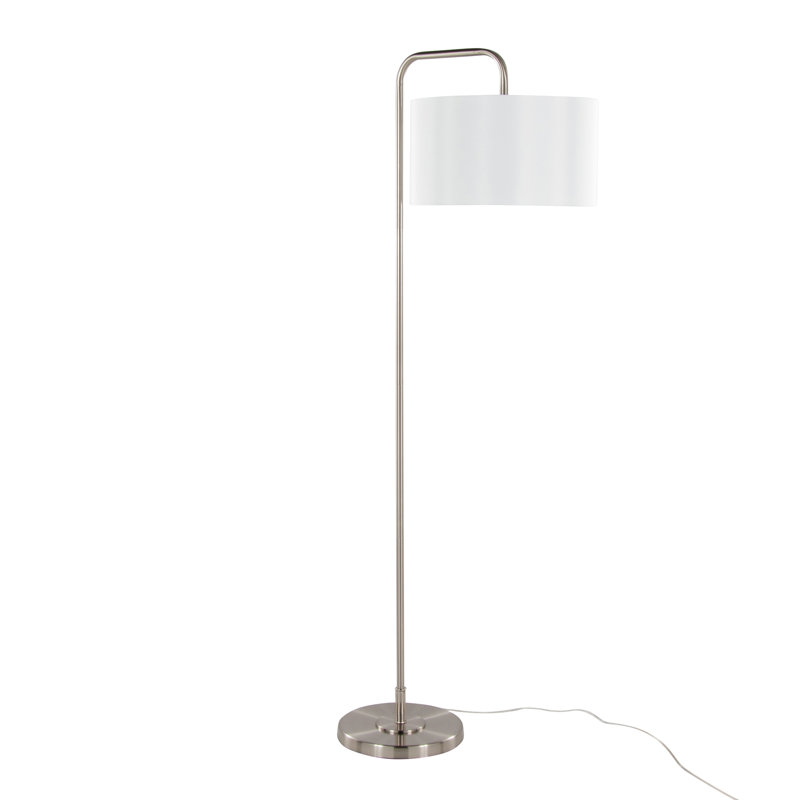 Contemporary Metal Floor Lamp, Brushed Nickel
