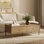 Table basse 47,1 po Mid Century Modern, table basse en bois naturel avec 2 tiroirs et tablette de rangement