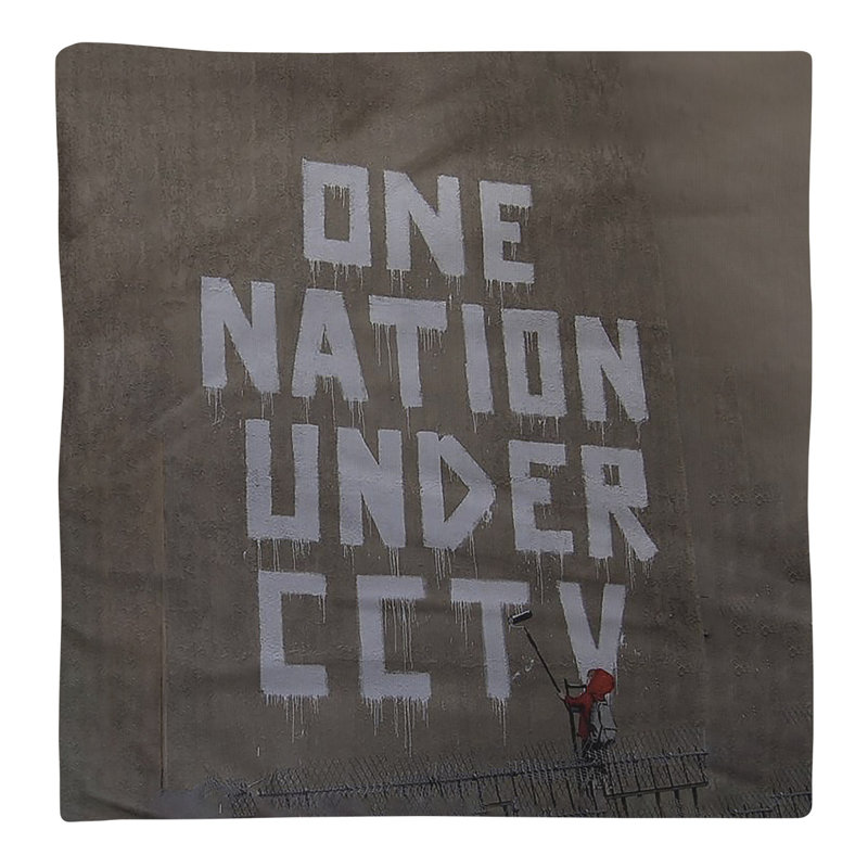 Banksy Graffiti No Pattern Square Napkin, 22" x 22", Cotton Twill