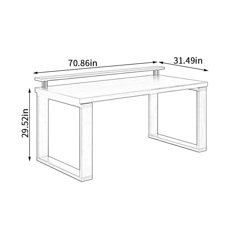 Bureau d'écriture Simple Black, H 29,52 po x l 70,86 po x P 31,49 po