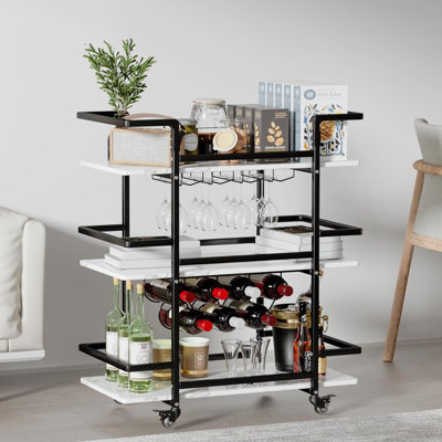 Zoela Metal Golden Bar Cart, 35''x32''x15''