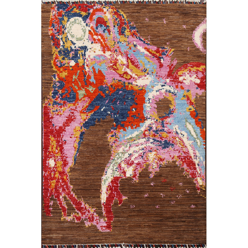 One-of-a-Kind 3'3" X 4'10" New Age Wool Area Rug in