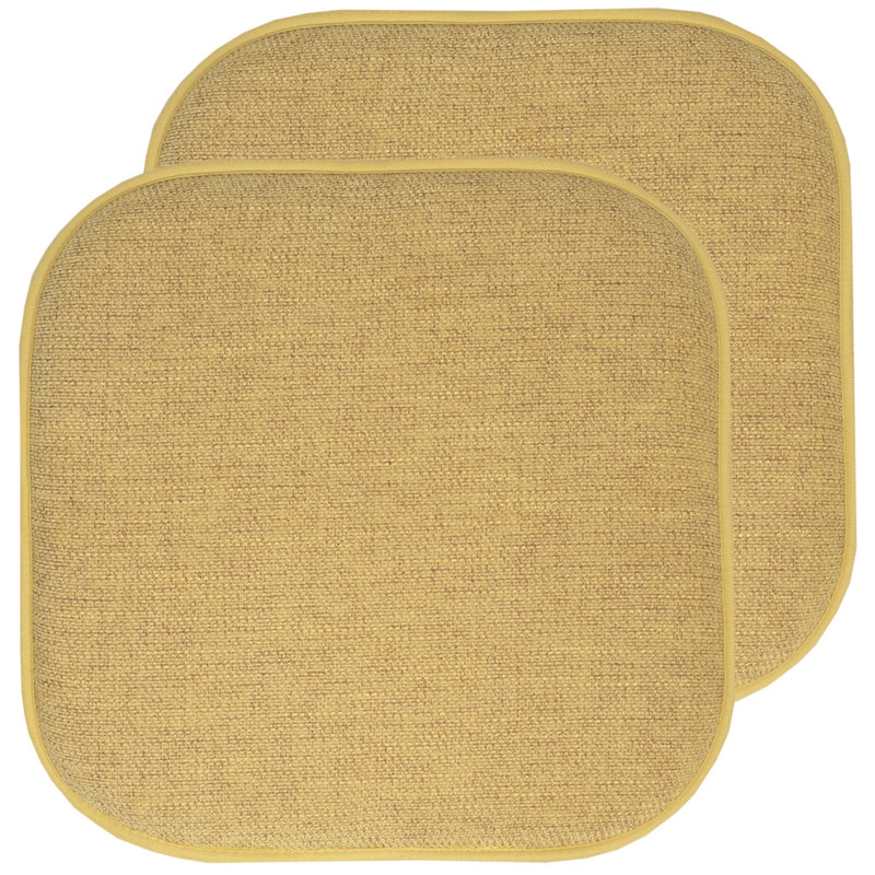 Alexis Gold Memory Foam Non-Slip Chair Cushion Set, 16" x 16", 4 Pack