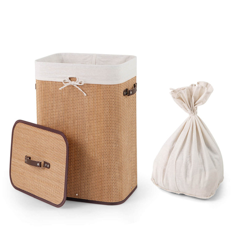 Panier à linge rectangulaire en bambou
