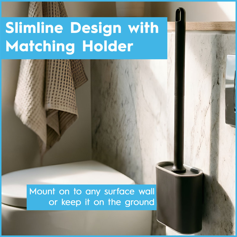 Harbour Housewares Wall-Mounted Toilet Brush and Holder Set, White