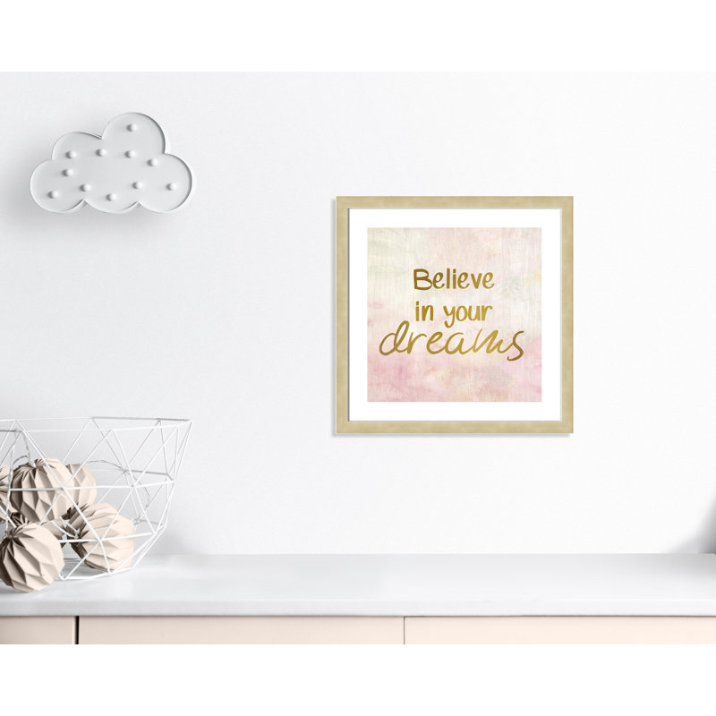 Rêves de licorne 2, H 24,5 po x l 24,5 po x P 0,63 po, Encadré plat champagne