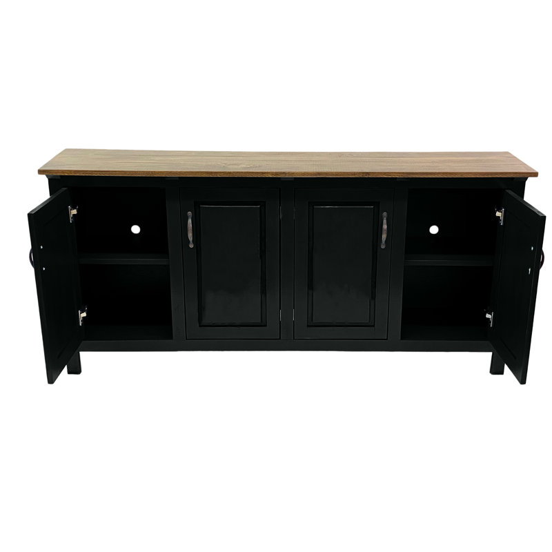 Modern Solid Wood Sideboard Buffet, Black, 35" H x 80" W x 18" D