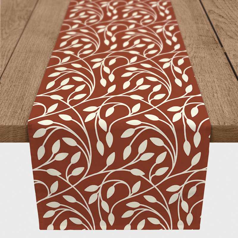 Circle Vine Pattern Yellow 4 Table Runner, Red