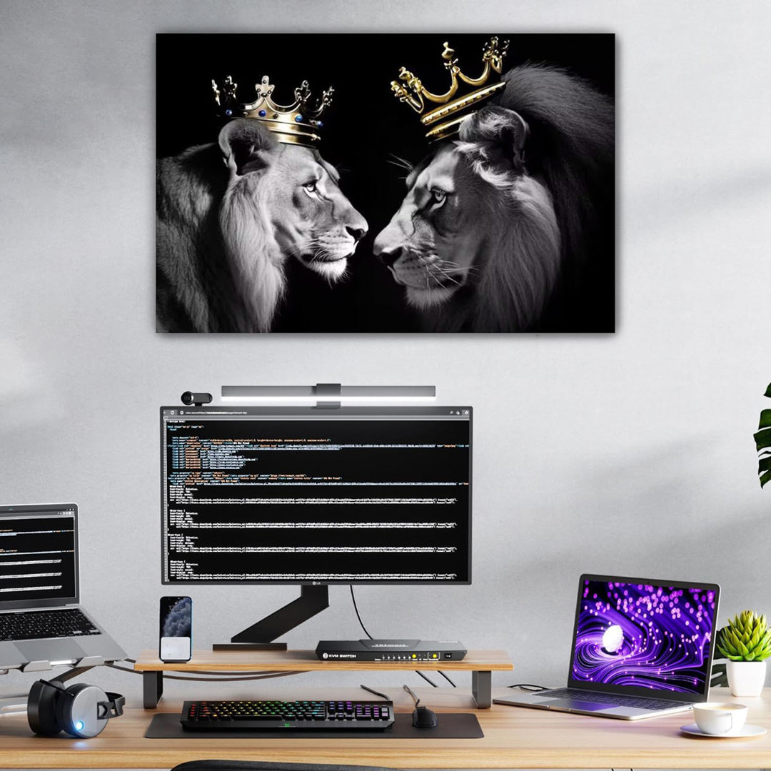 Lion Picture Wall Decor Canvas Wall Art Black And White Animal Poster Lion King And Queen Painting Prints Modern Artwork For Living Room Bedroom Home