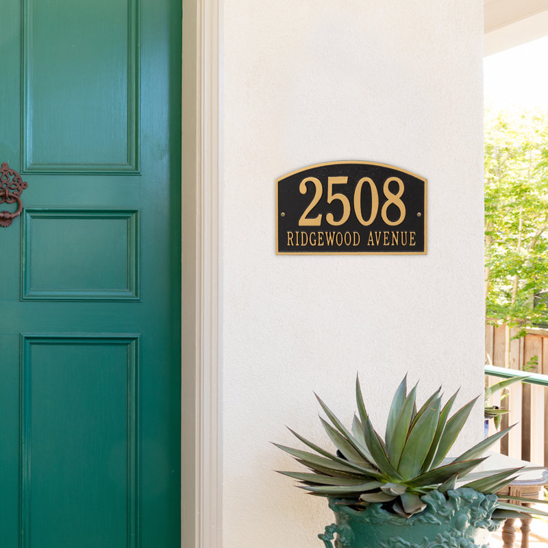 Legacy 2-Line Wall Address Plaque, Green / Gold, Yes