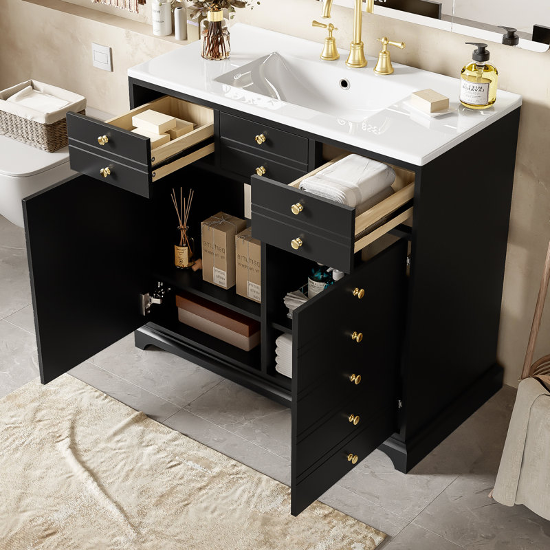 Meuble-lavabo sur pied 36 po avec lavabo en résine