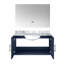 36 po L x P 22 po. Meuble-lavabo bleu avec plateau en marbre et miroir à DEL - Armoire de rangement spacieuse, résistante aux égratignures, avec porte