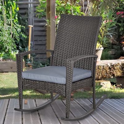 Chaise berçante d'extérieur avec coussins Saish