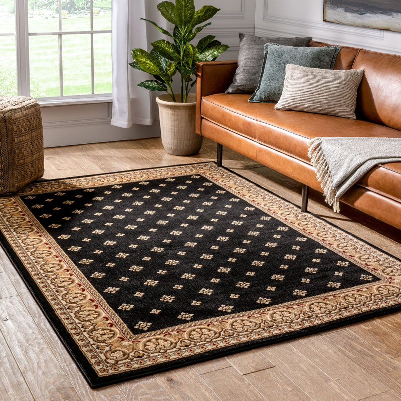 Tapis oriental noir Desborough, Rectangle 6 pi 7 po x 9 pi 6 po