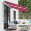 Auvent de terrasse rétractable de 13 pi x 8 pi, parasol avec manivelle manuelle, et tissu hydrofuge, structure en aluminium pour terrasse, balcon, cour, auvent rouge cramoisi