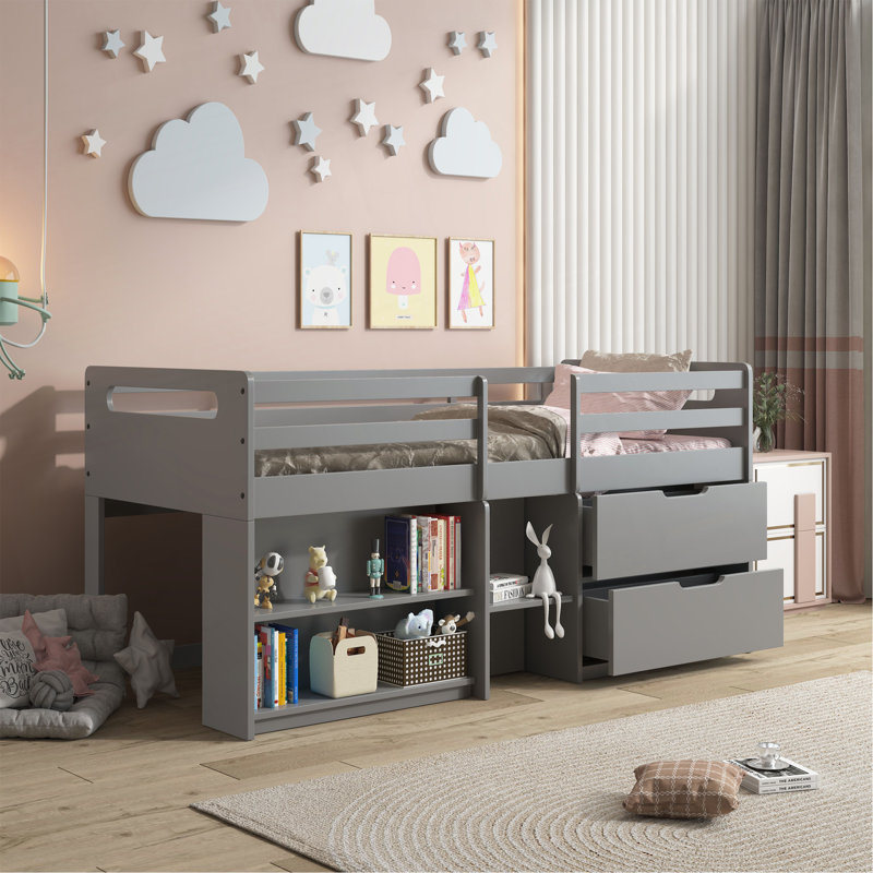 Lit mezzanine simple avec rangement Fabiana