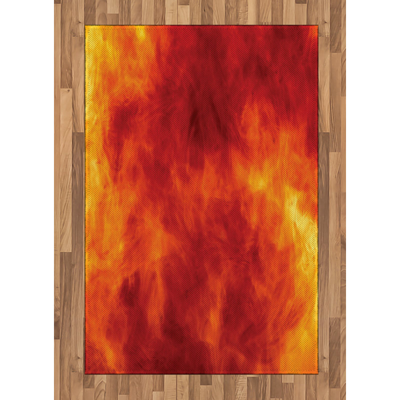 Orange High Density Long Fiber Poly Threads Decorative Area Rug Carpet, Rectangle 4' x 5'8"