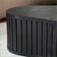 Table basse ovale en panneau de fibres à densité moyenne noire de 43,7 pouces pour le salon, peu encombrant et amp; Base de piédestal robuste