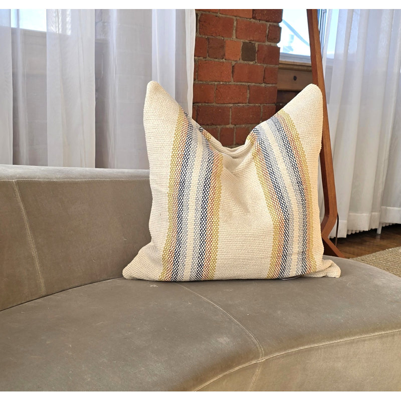 Housse de coussin, Rayures beiges, Carré 24 po