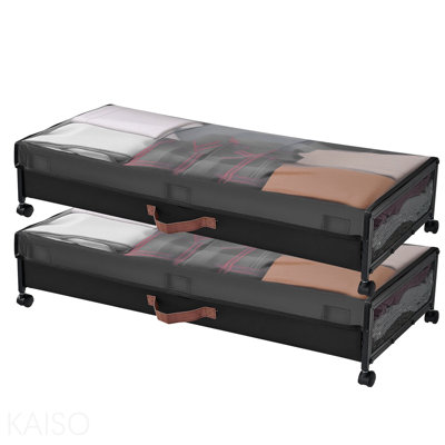 Under Bed Storage With Wheels 36 X 18.1 X 7.3 Inch Rolling Storage Bags 2 Pack