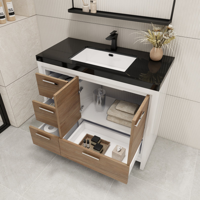 Ensemble de meuble-lavabo simple 42 po Eolia, Chêne blanc