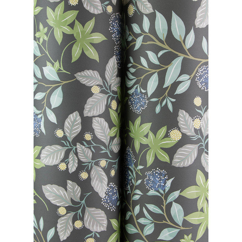 Mildred Charcoal Botanical Trail Wallpaper